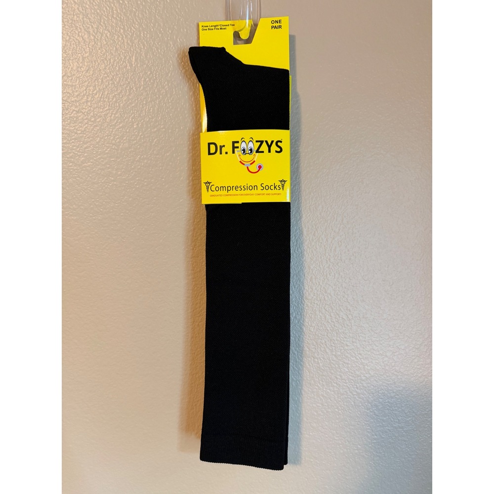 Black Compression Socks Airline Travel Comfort Sports Knee High Socks Foozys OS